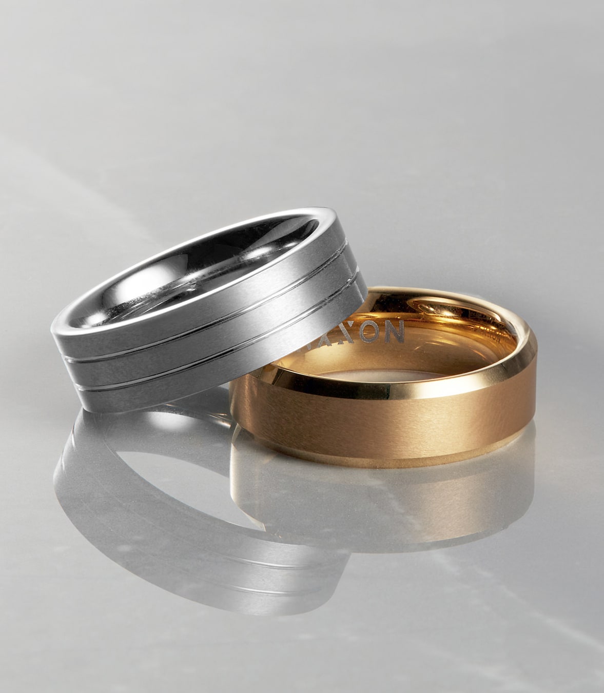 Image Beveled Tungsten Band - Gold - Personalize Your Ring