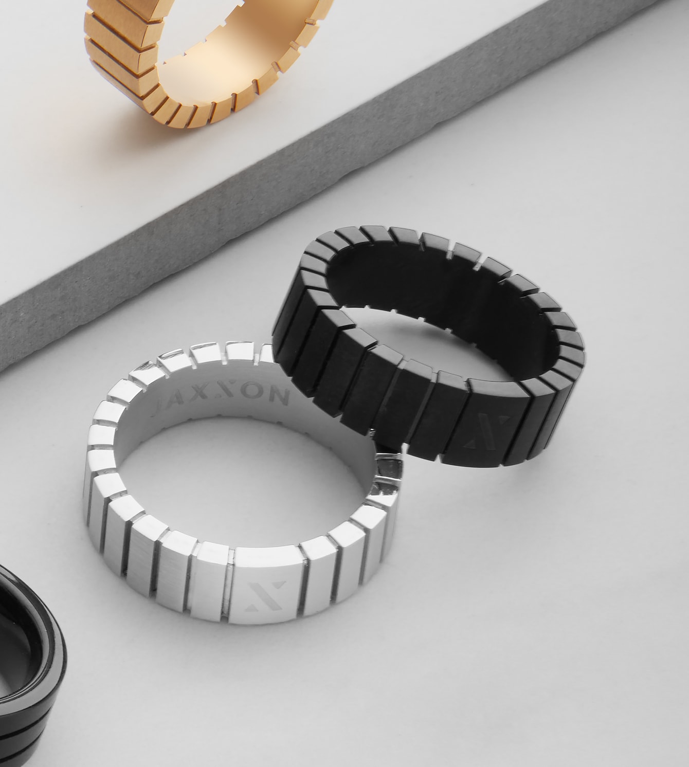 Image Ridge Ring - Black - Personalize Your Ring