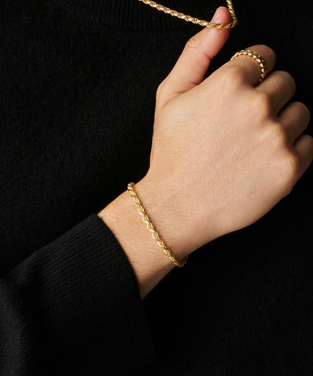 Rope Bracelet - 4mm Gold - Made With Precious Metals