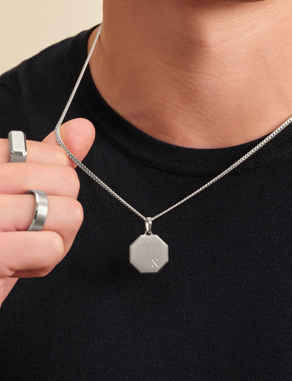 Combine Pendant - Men's Modern Silver Tag Pendant - JAXXON