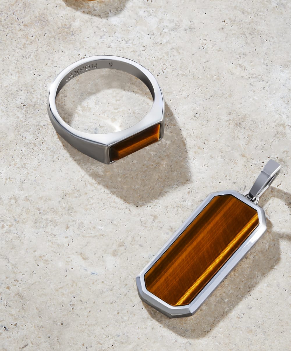 Beveled Tiger's Eye Signet Ring - Silver - Higher Quality Standards