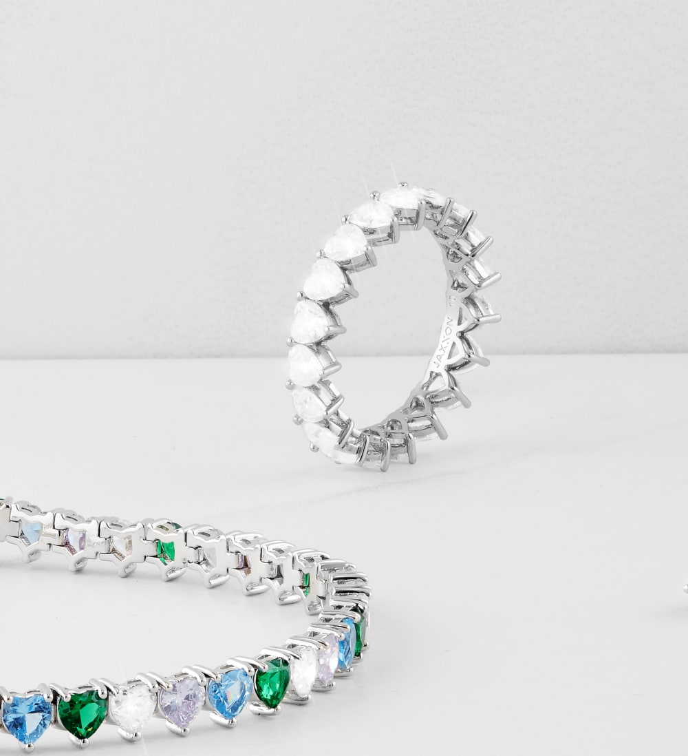 Heart Eternity Ring - Silver - Exceptional Brilliance