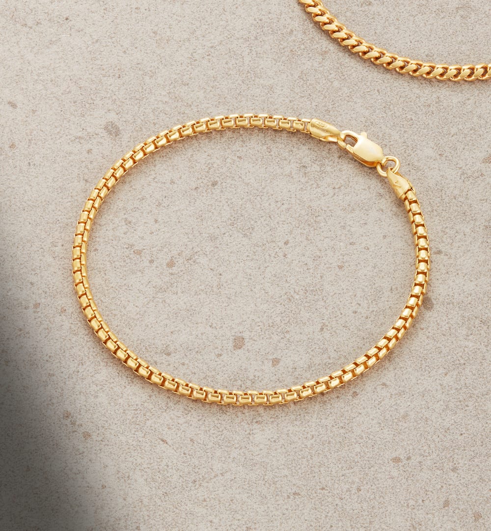 Round Box Bracelet - 2.5mm Gold - Made With Precious Metals