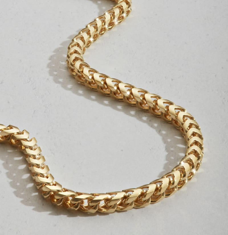 24MEN Stainless Steel Gold Plated Franco Cuban Curb Chain Necklace - 24 Inch, 3mm