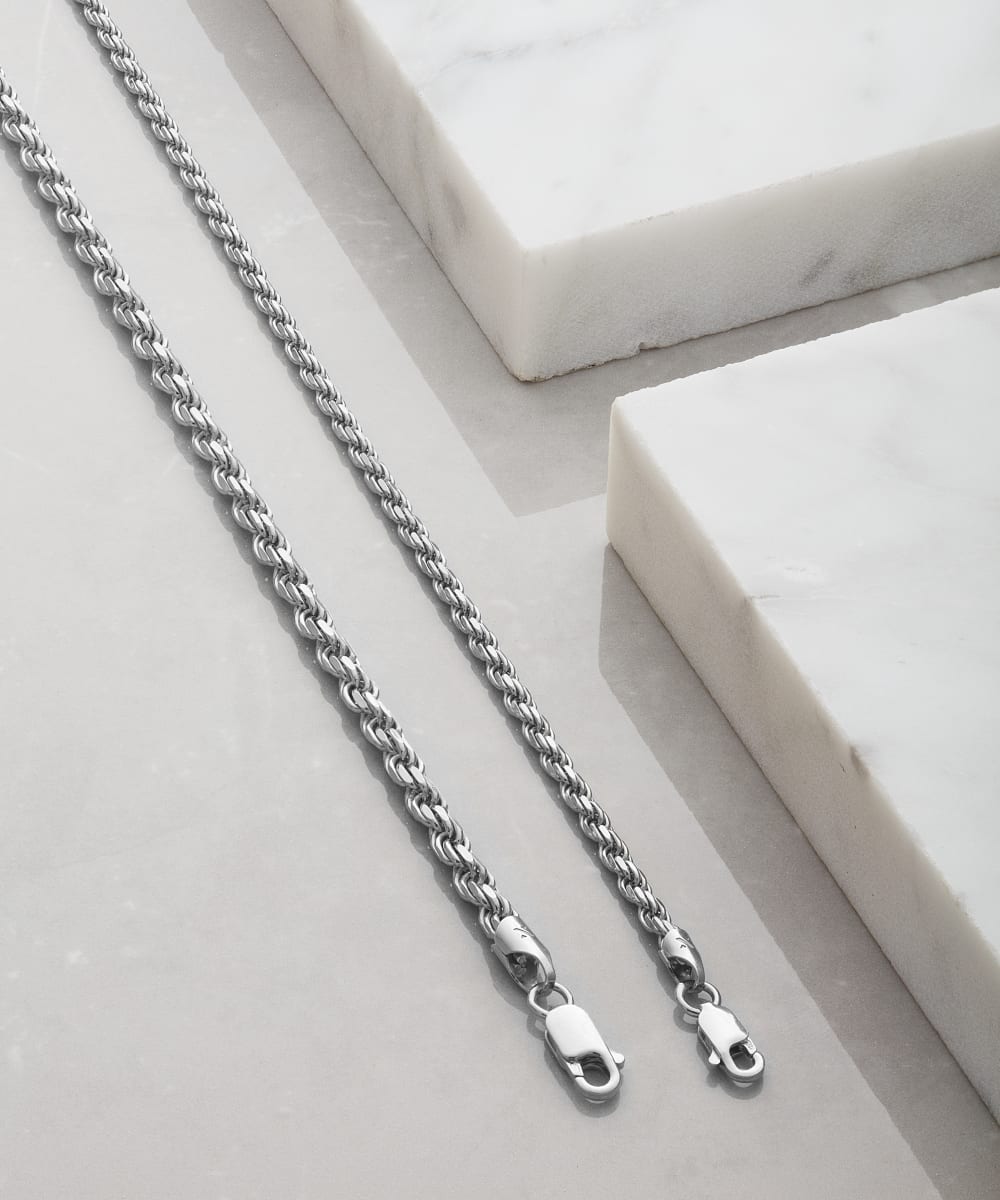 Rope Chain Stack - 4mm + 2.5mm Silver - Made With Precious Metals