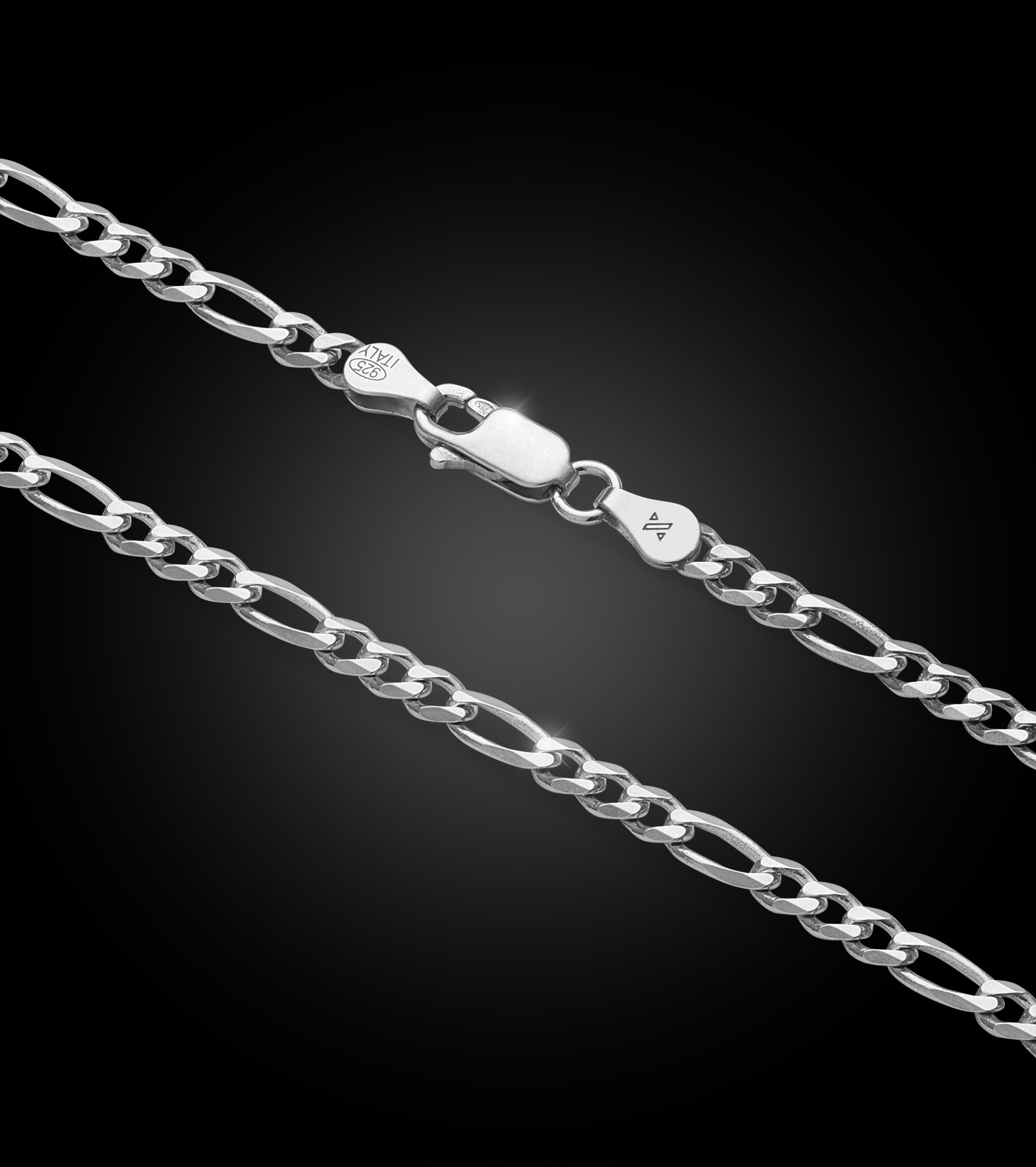 Image Flat Figaro Chain - 4mm Silver - Crafted in Italy