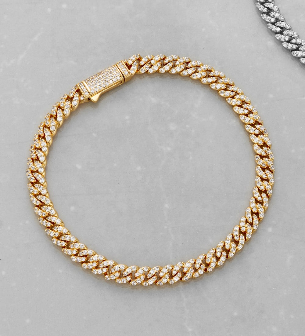 Iced Out Cuban Link Bracelet - 5mm Gold - Over 300 Pavé Stones