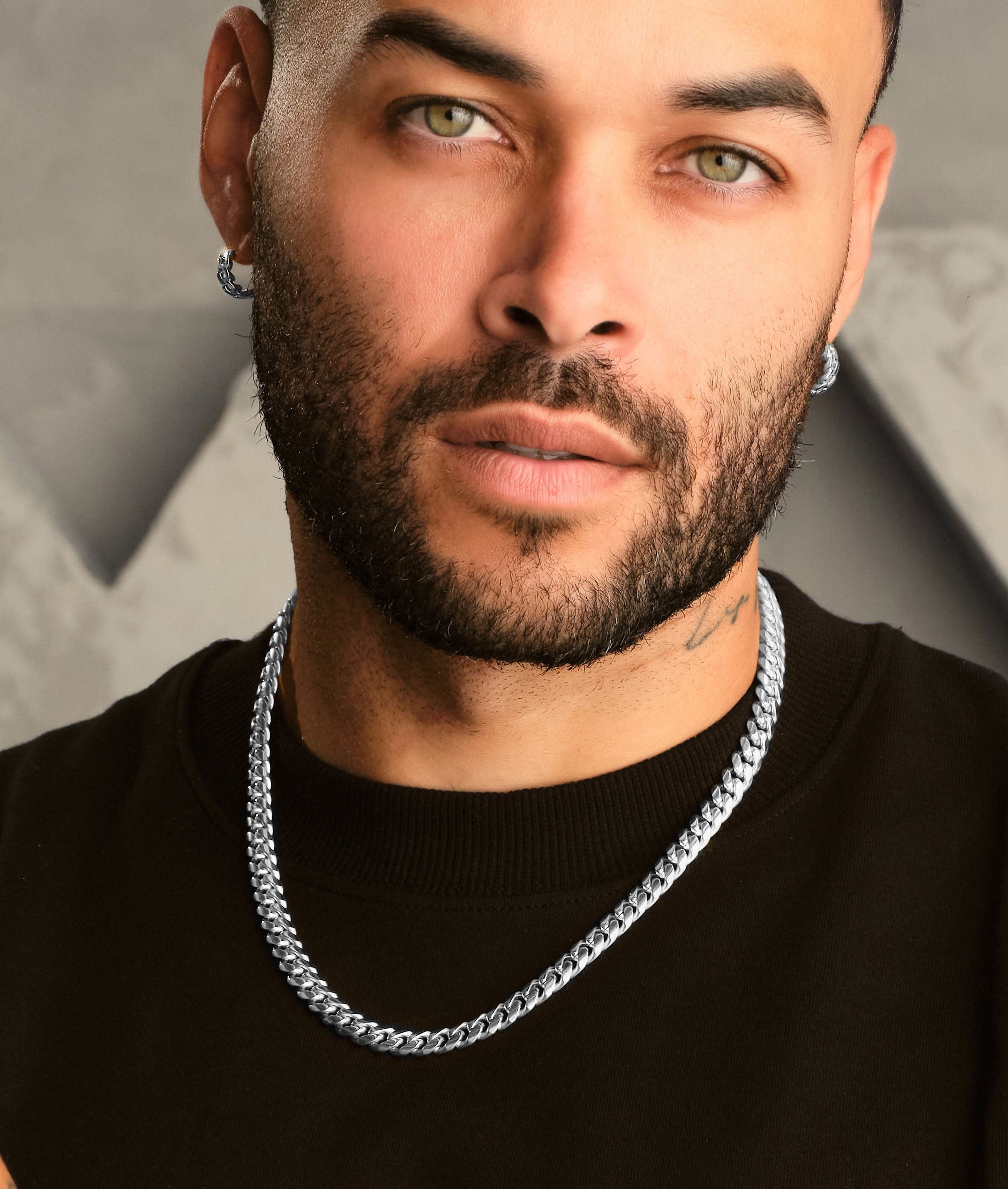 8mm silver cuban link chain top