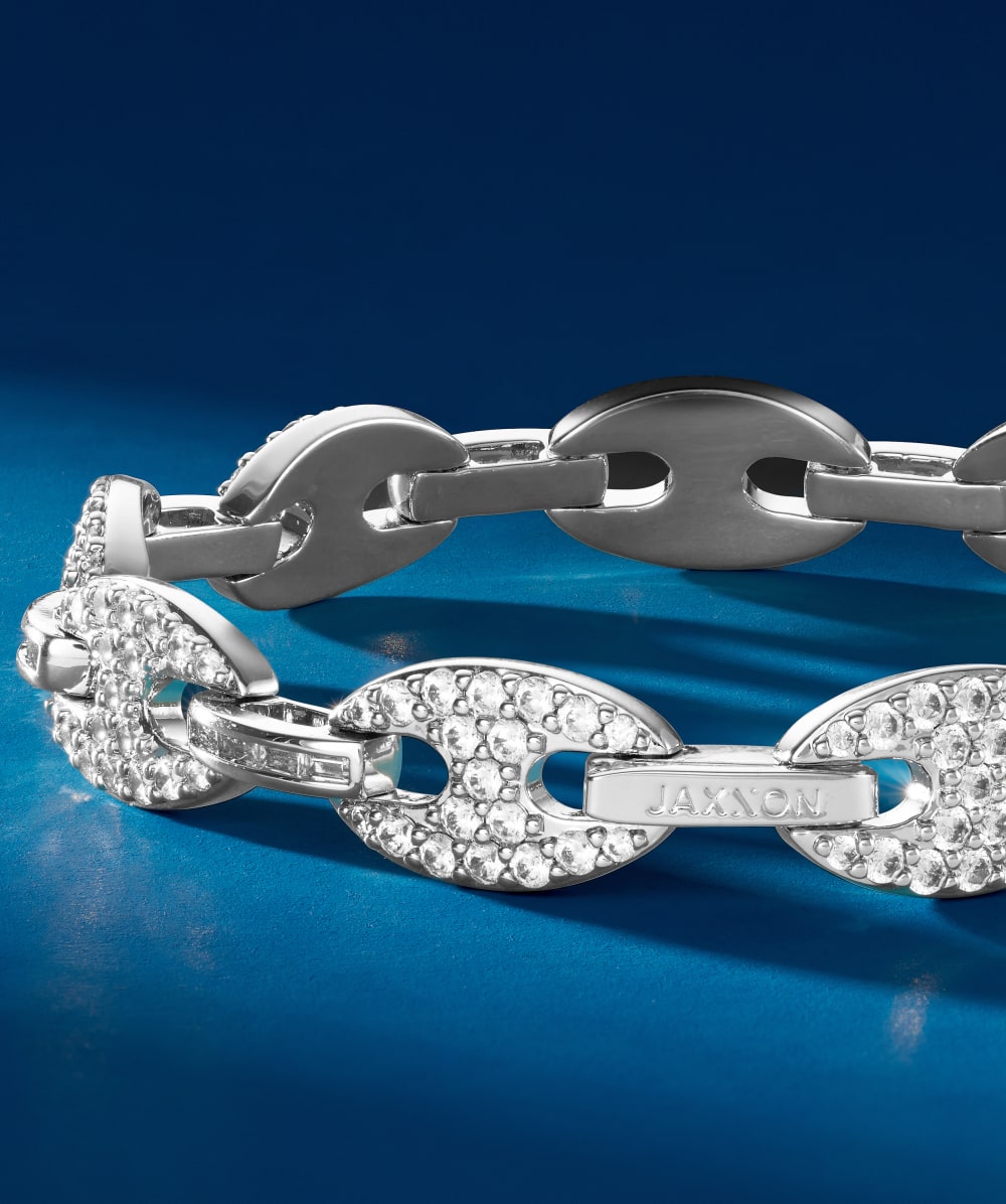 Iced Out Mariner Chain - Men's Silver Studded Chain - JAXXON