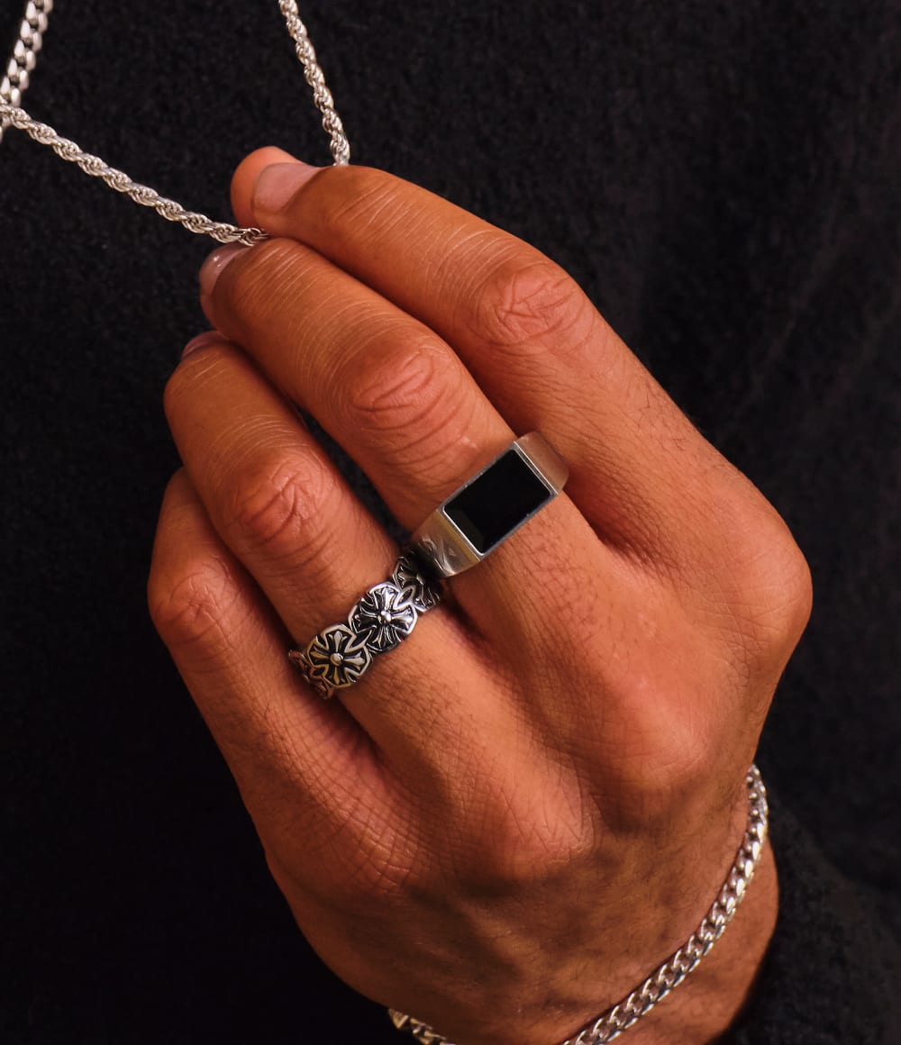 Beveled Onyx Signet Ring - Silver - Higher Quality Standards