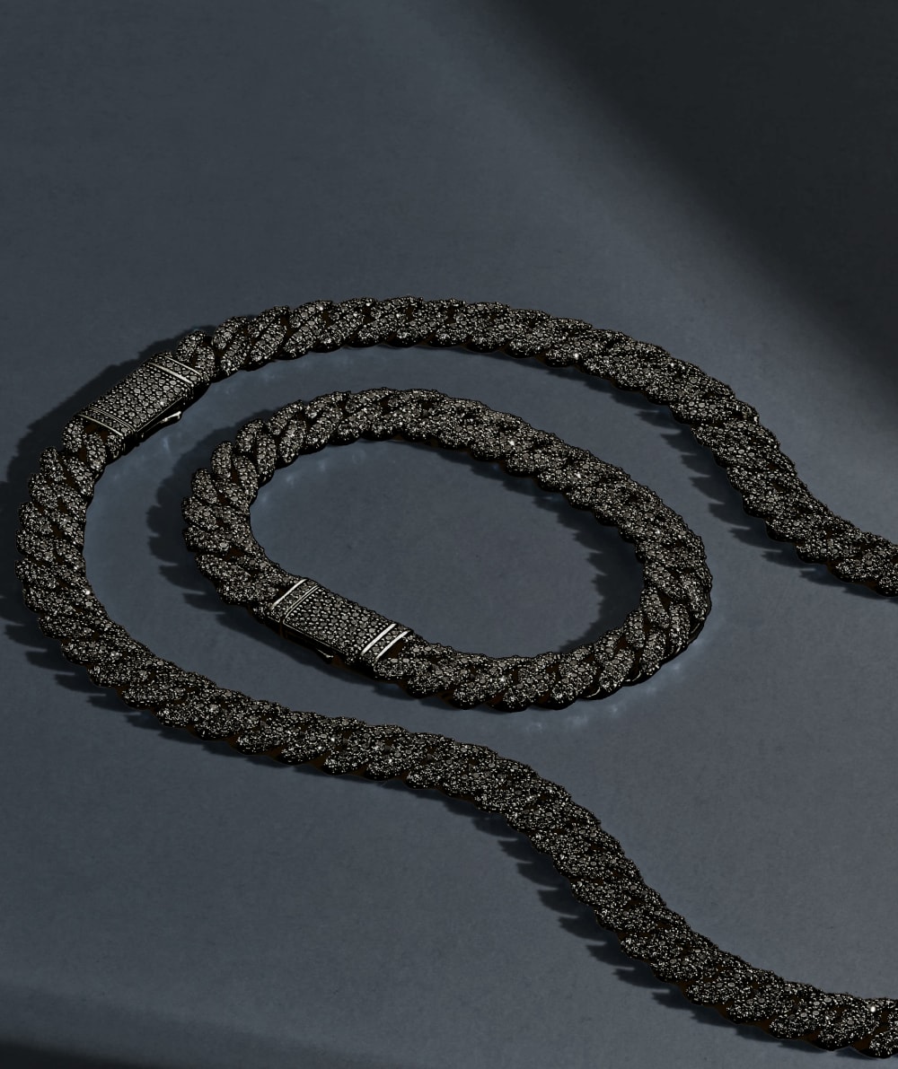 Over 500 Pavé Stones - Iced Out Cuban Bracelet Black 10mm