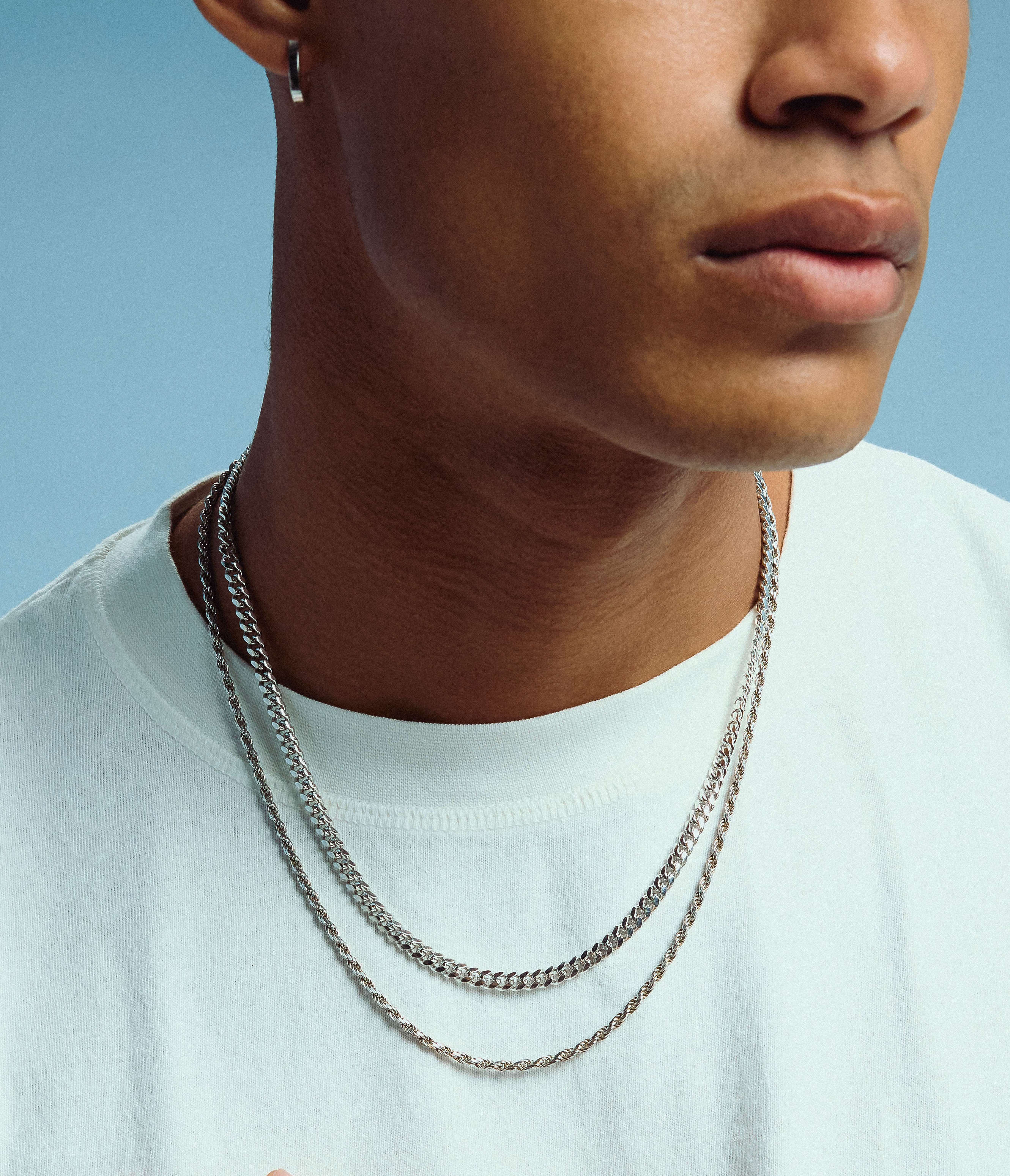 Image Cuban + Rope Chain Stack - Silver - Higher Quality Standards 