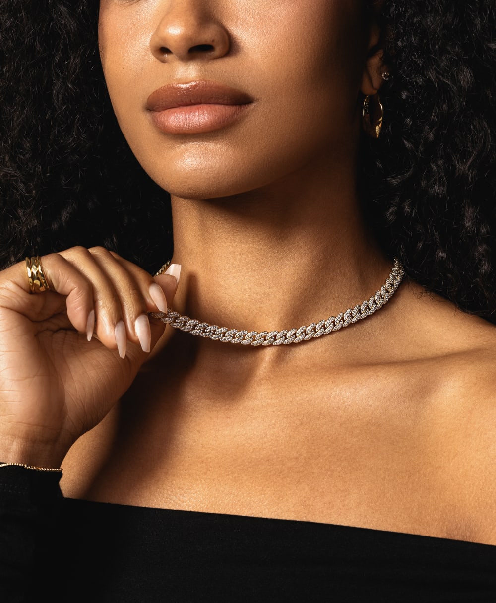 Women's Iced Out Cuban Link Chain - 8mm Gold - Trusted Quality 