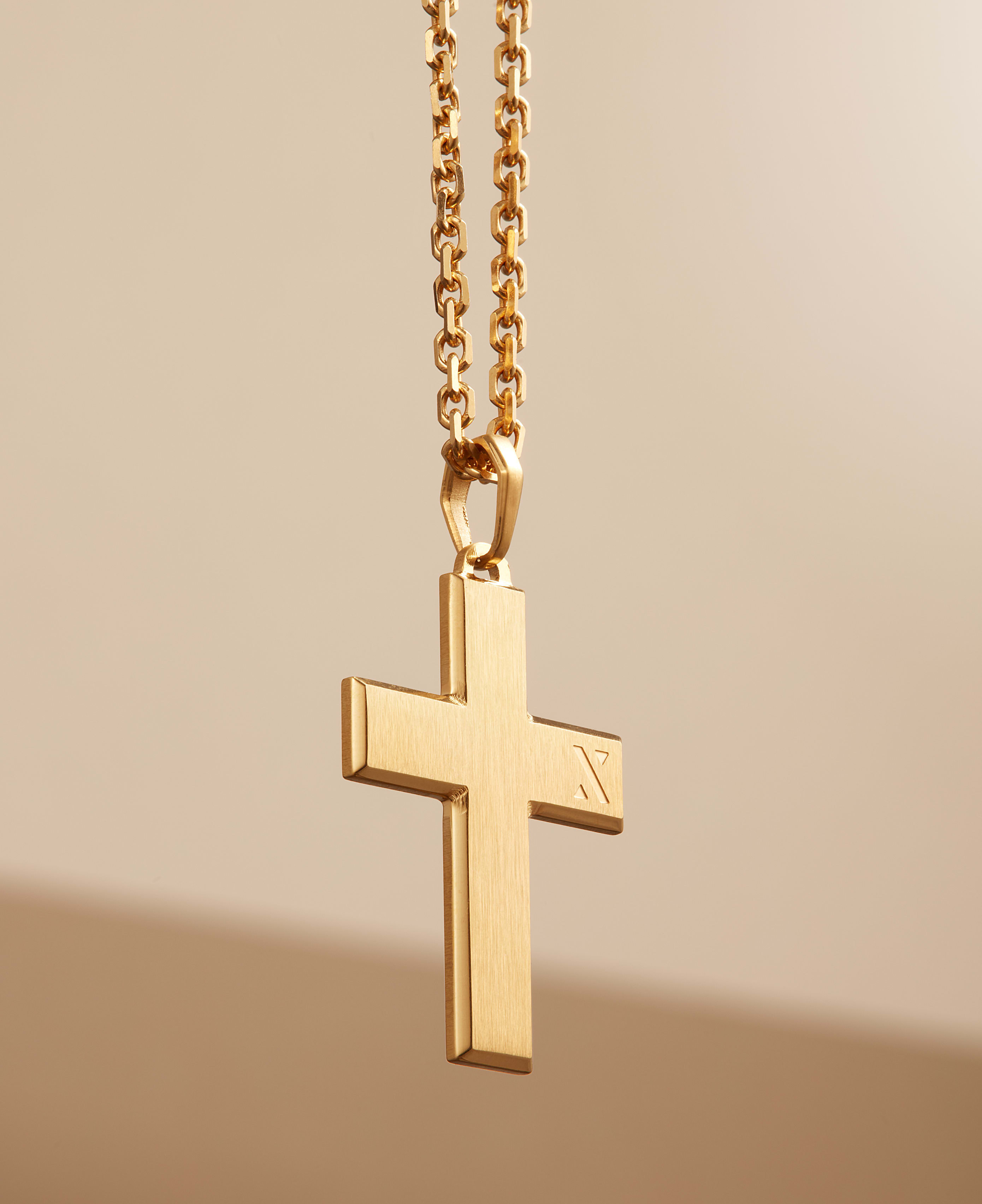 Image Mosaic Cross Pendant - Gold - Choose Your Chain