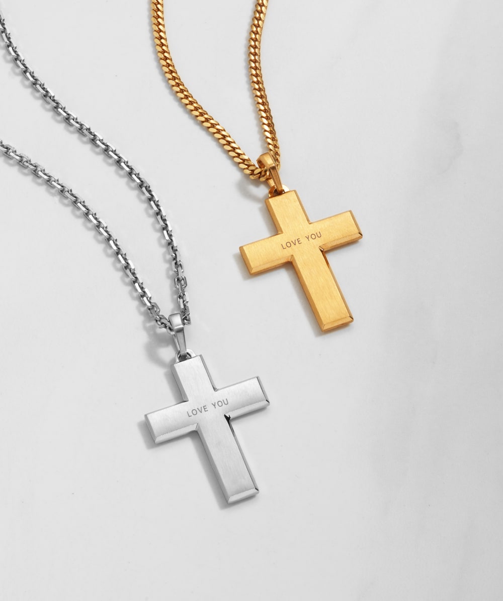 Mosaic Cross Pendant - Gold/Silver - Engravable