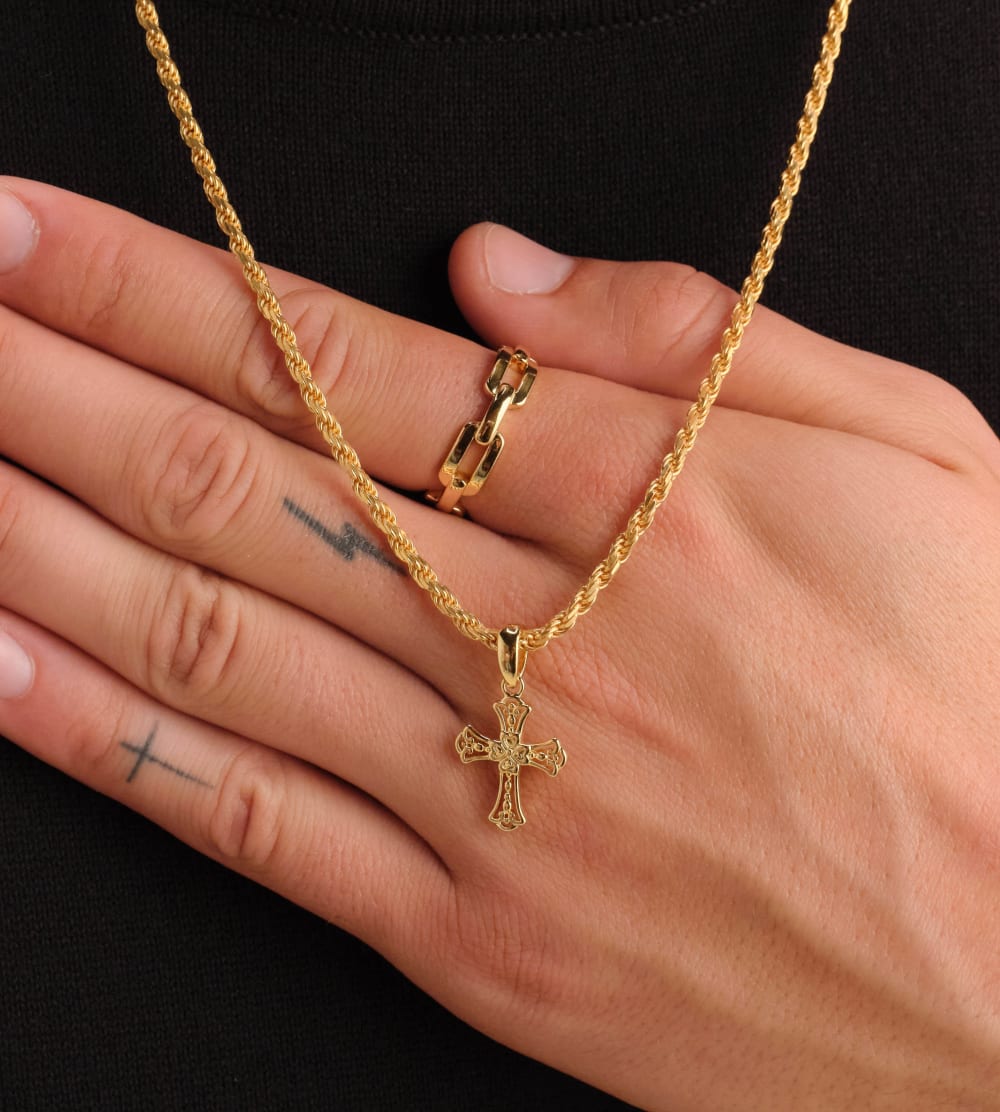 Vintage Cross Pendant - Gold - Customize Your Collection