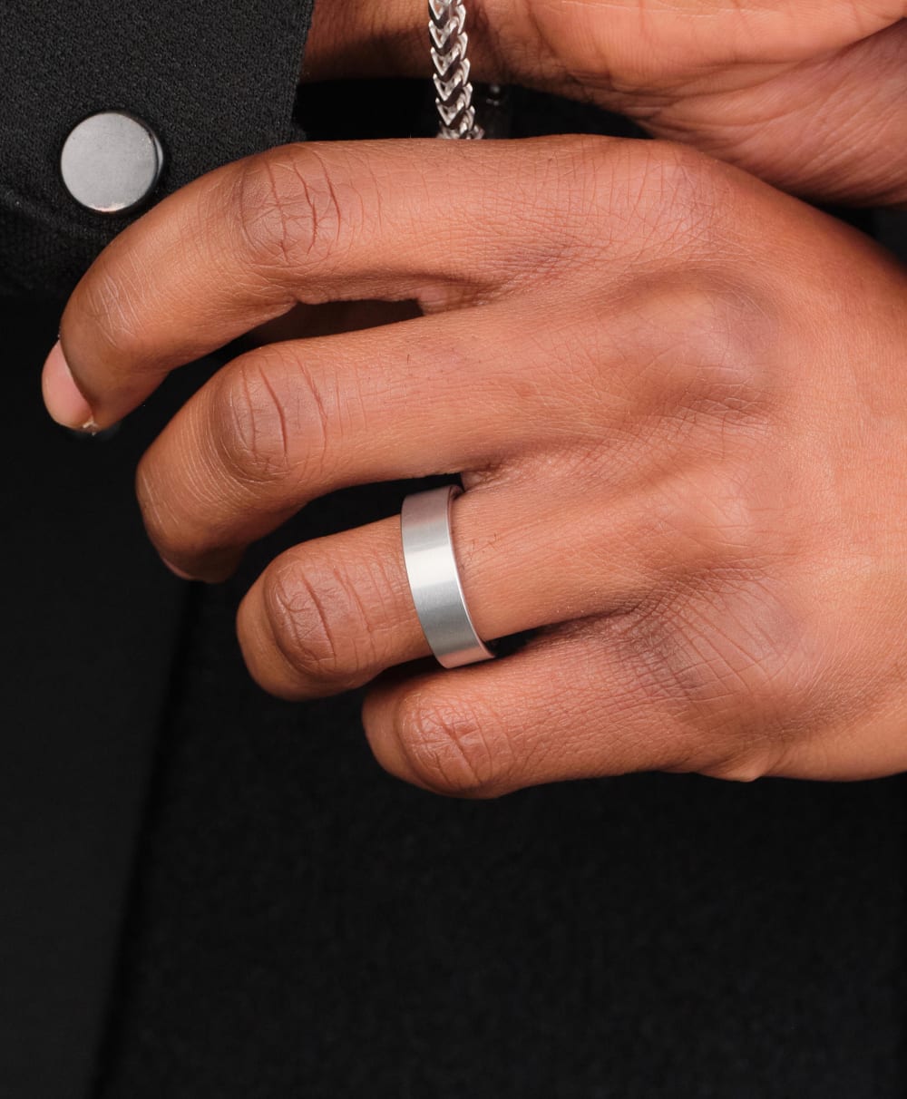 Flat Comfort Fit Wedding Band - Silver - Forever Strong