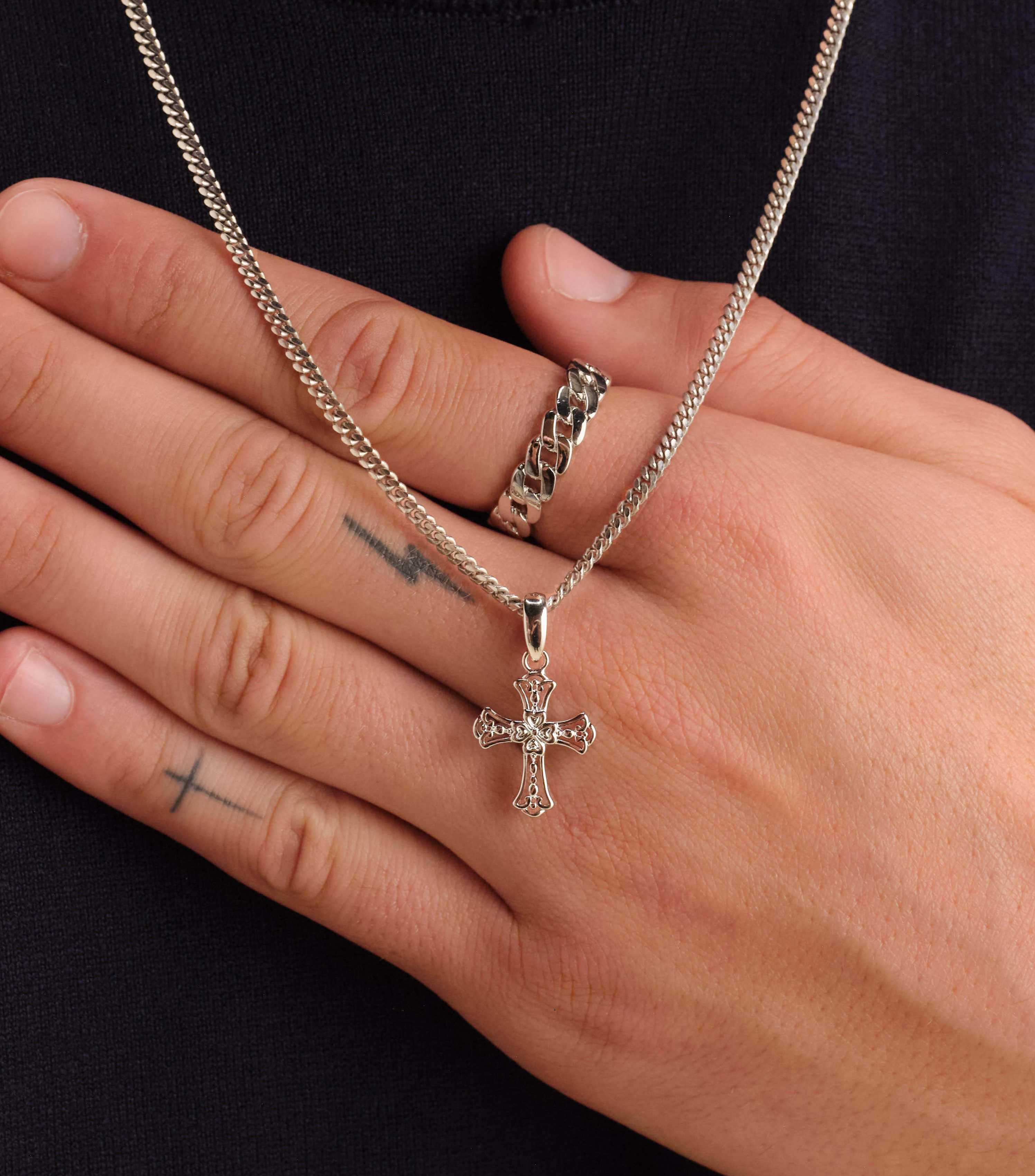 Image Vintage Cross Pendant - Silver -  Customize Your Collection