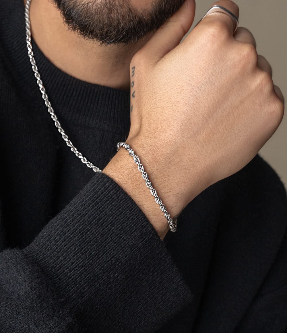 Rope Bracelet - 4mm Silver - Higher Quality Standards	