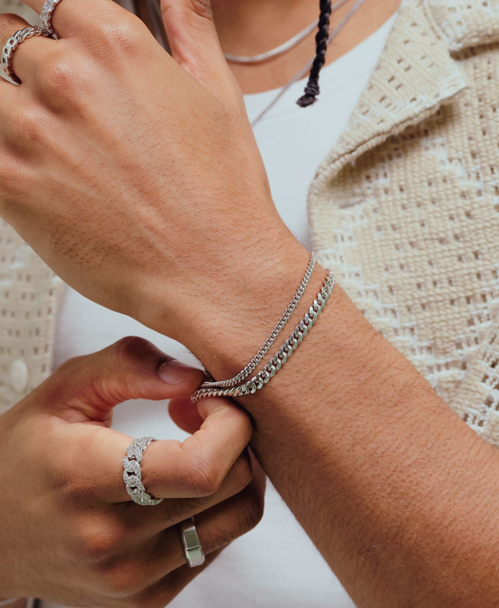 Cuban Link Bracelet Stack - Silver - Made with Precious Metals