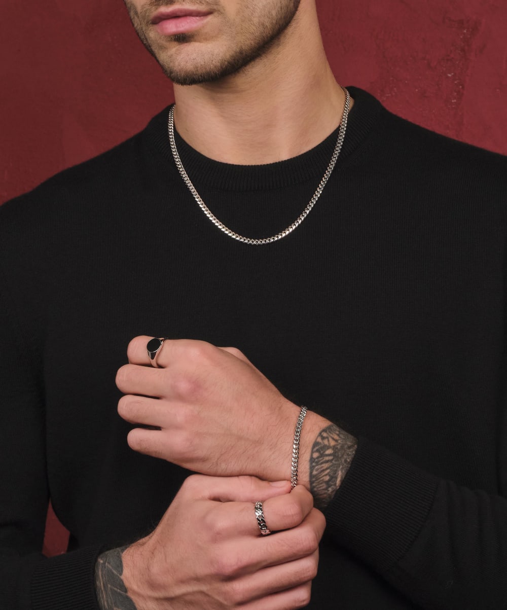 Cuban Set - 5mm Men's Silver Bracelet and Chain - JAXXON