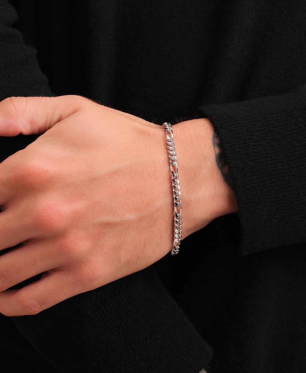 Figaro Chain Bracelet - 5mm Silver - Higher Quality Standards