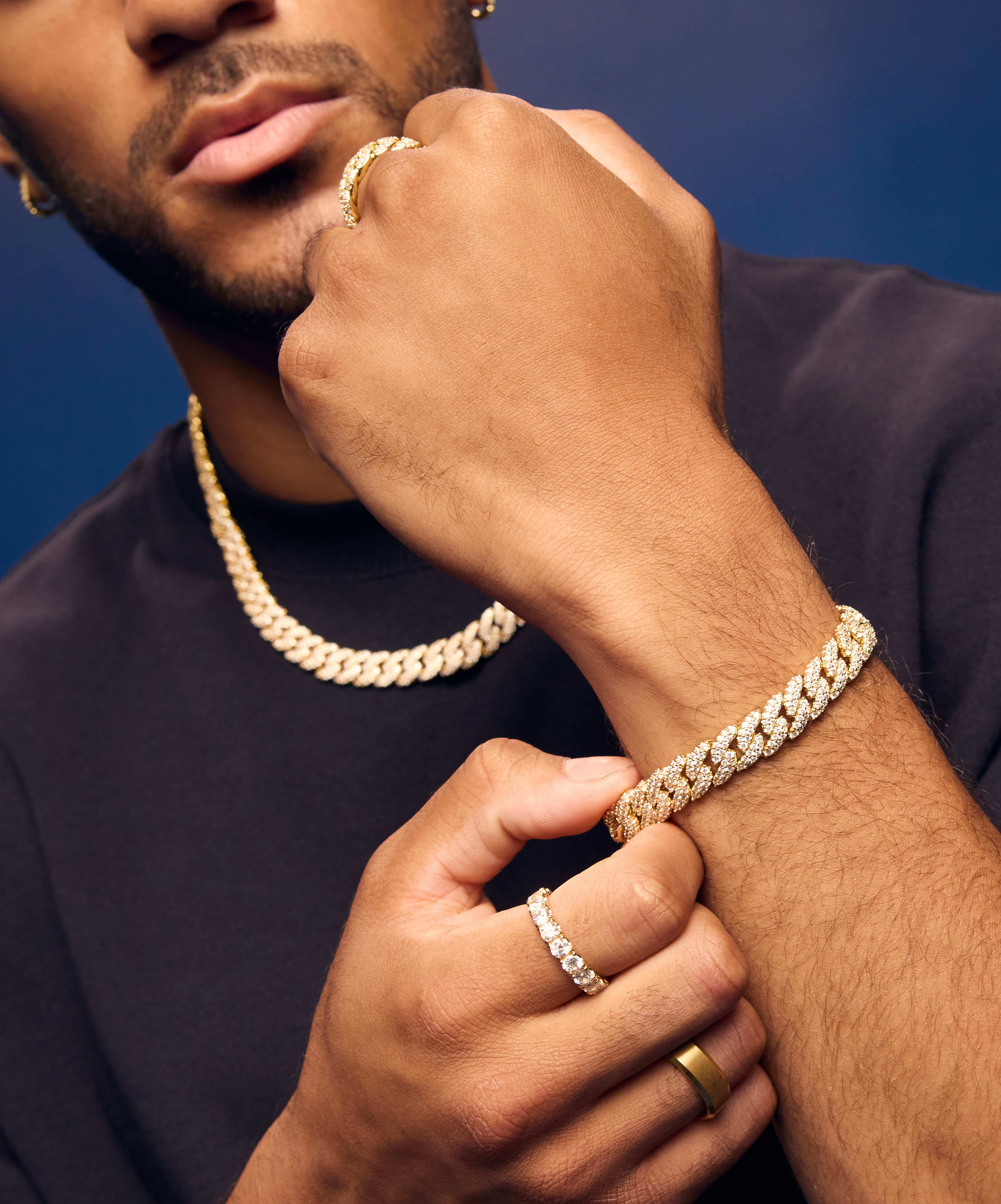Image Iced Out Cuban Set - 10mm Gold - Higher Quality Standards