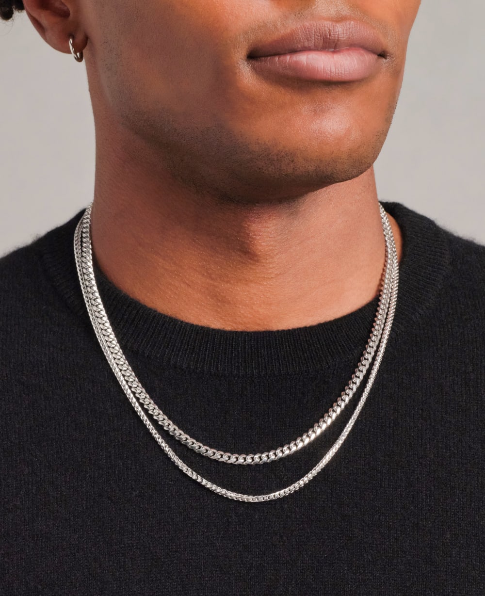Cuban + Franco Chain Stack - Silver - Made With Precious Metals