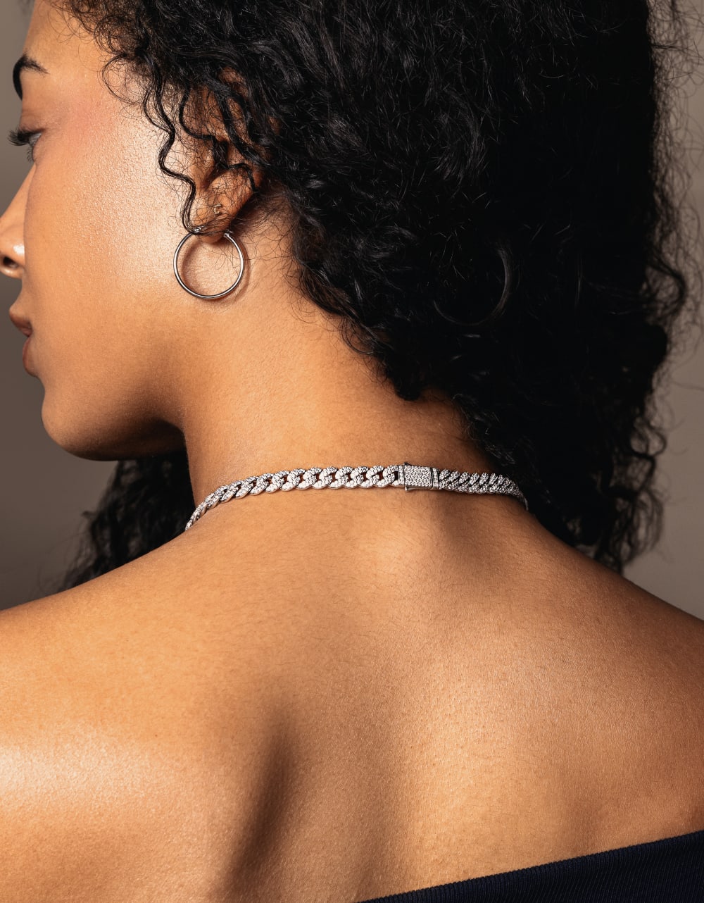 Women's Iced Out Cuban Link Chain - 8mm Silver - Custom Box Clasp