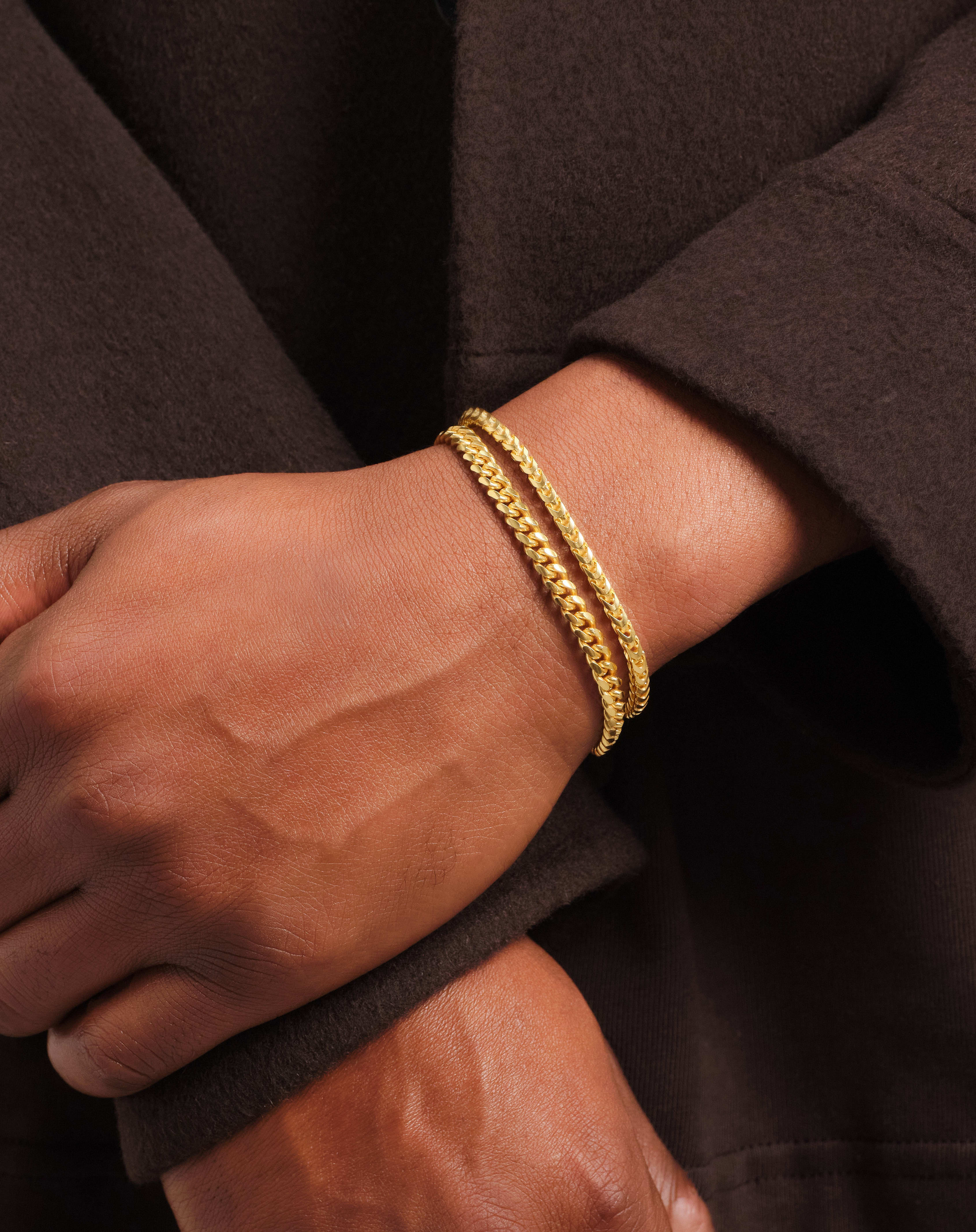 Image Cuban + Franco Bracelet Stack - Gold - Made with Precious Metals