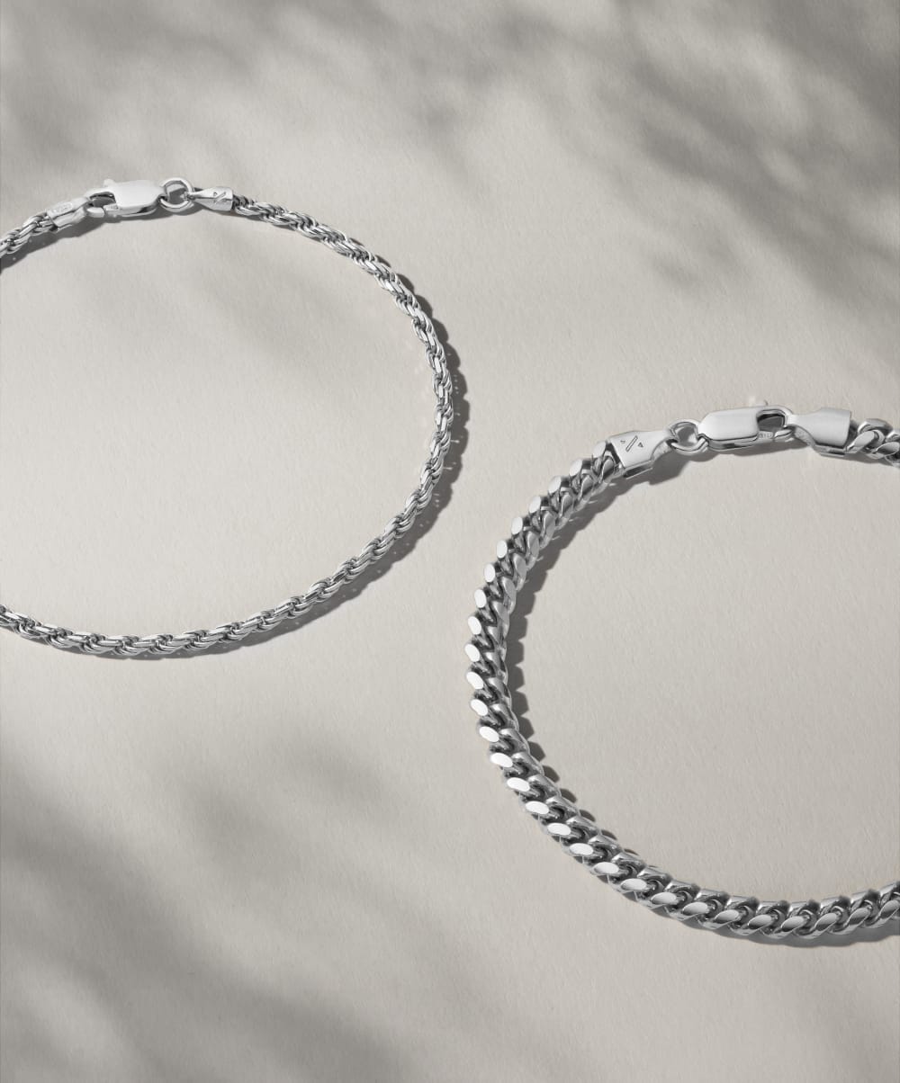 Cuban + Rope Bracelet Stack - Silver - Crafted in Italy