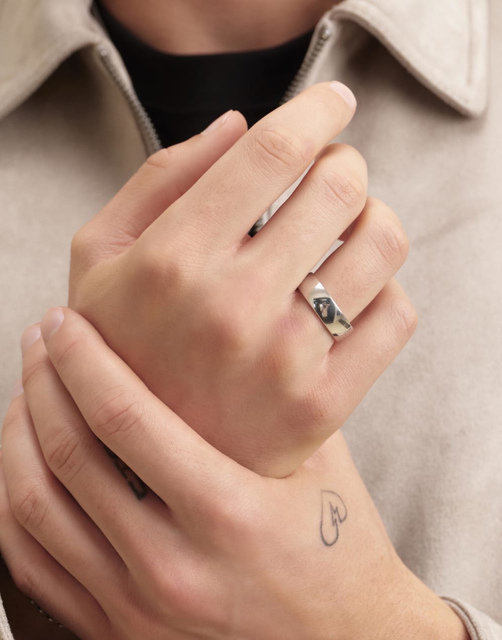 Rounded Comfort Fit Wedding Band - Silver - Forever Strong