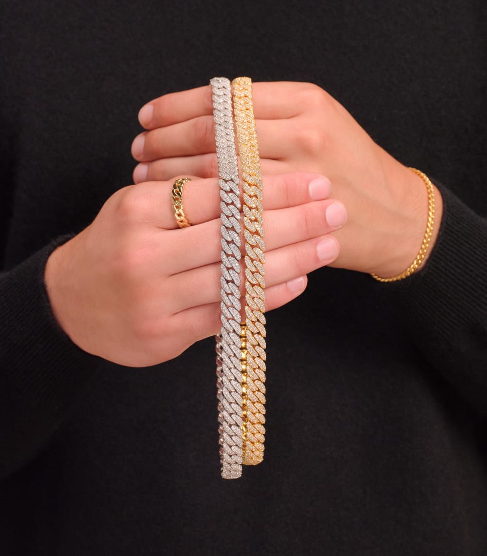 Iced Out Cuban Link Chain - 10mm Silver/Gold - Higher Quality Standards