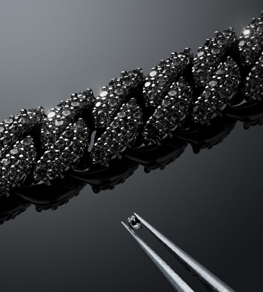 Iced Out Cuban Link Chain - 10mm Black - Higher Quality Standards
