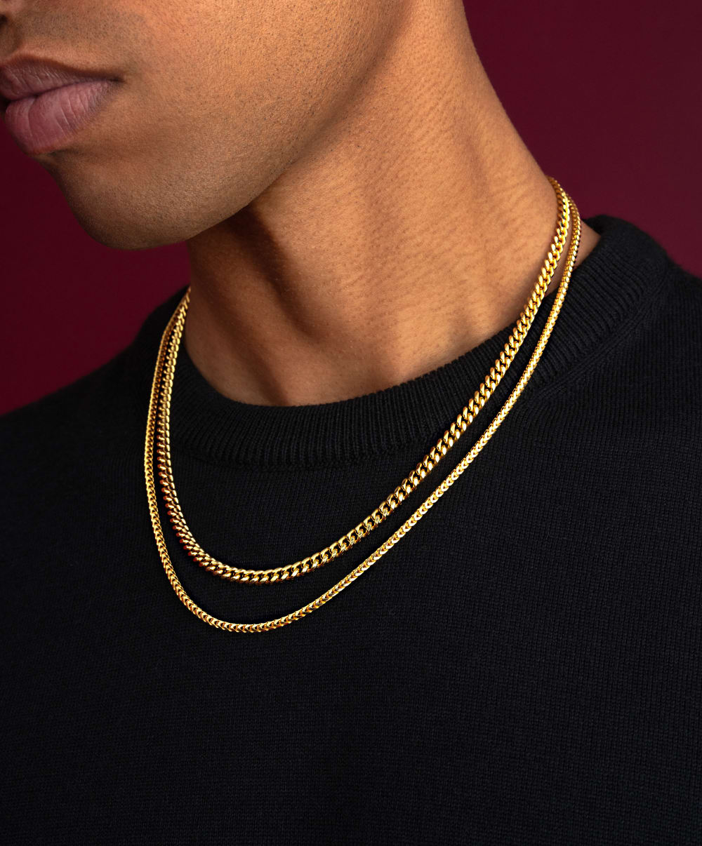 Cuban + Franco Chain Stack - Gold - Made with Precious Metals