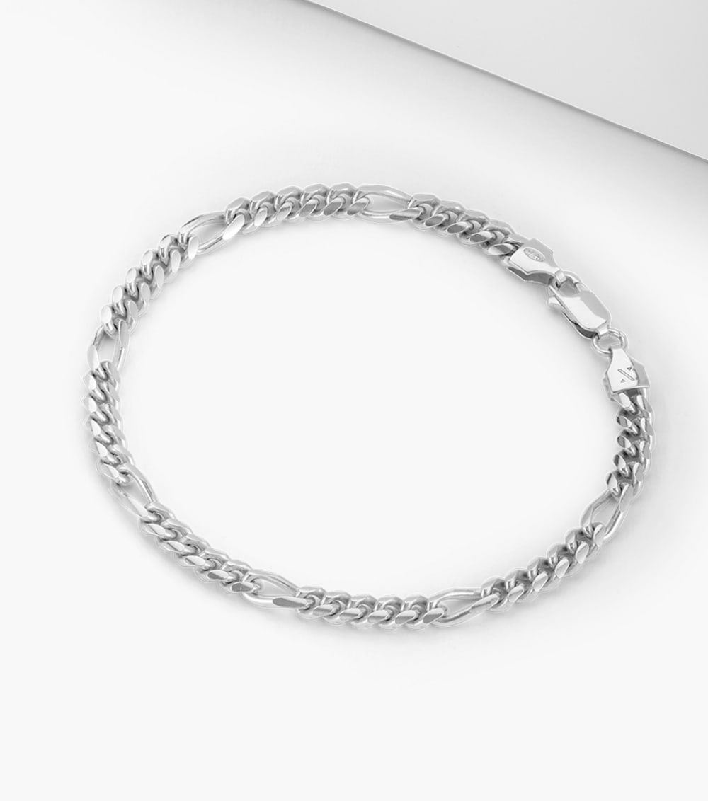 Figaro Chain Bracelet - 5mm Silver - Made with Precious Metals