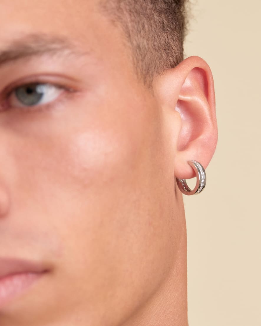 Studded Inset Hoop Earrings