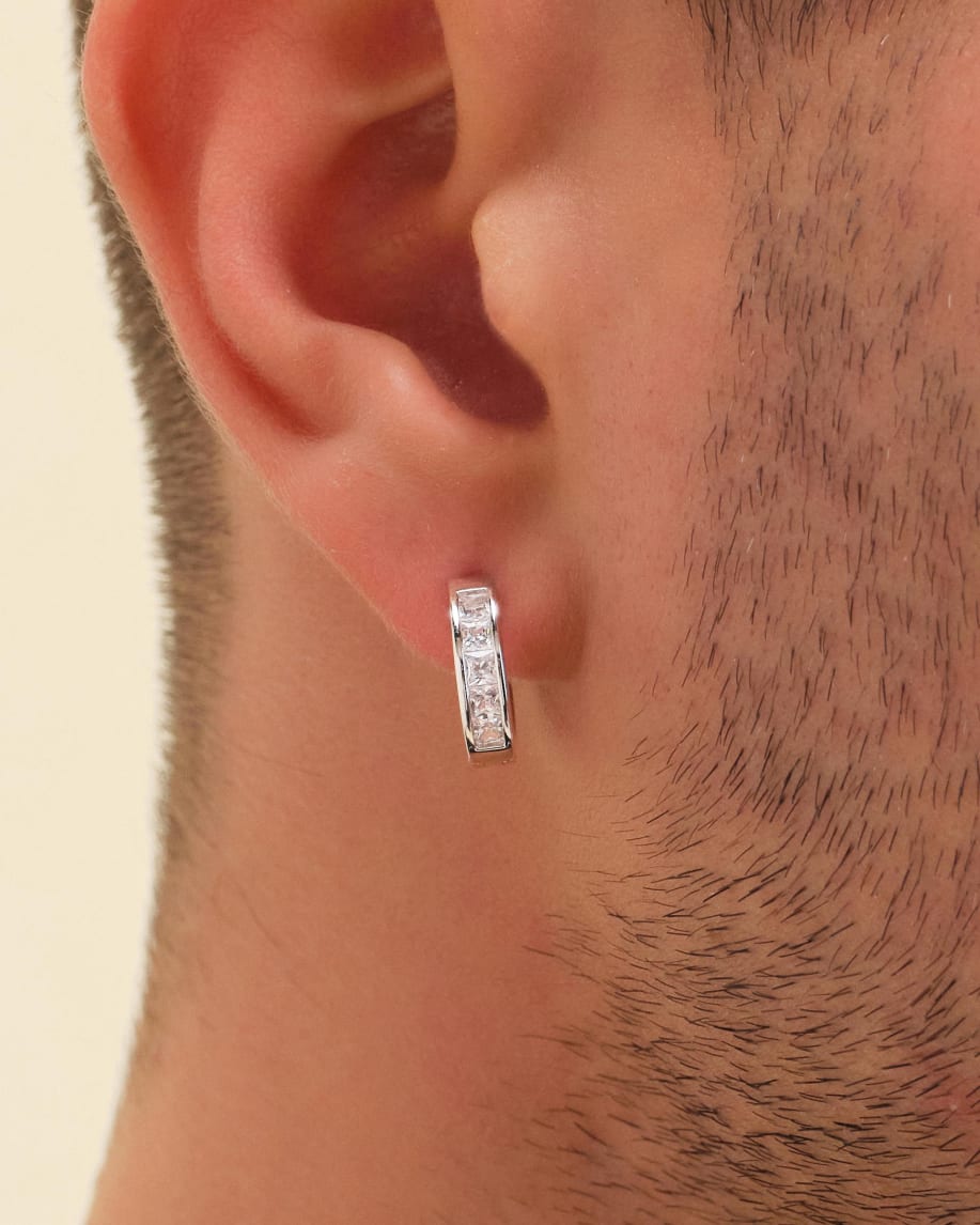 Emerald Cut Inset Hoop Earrings