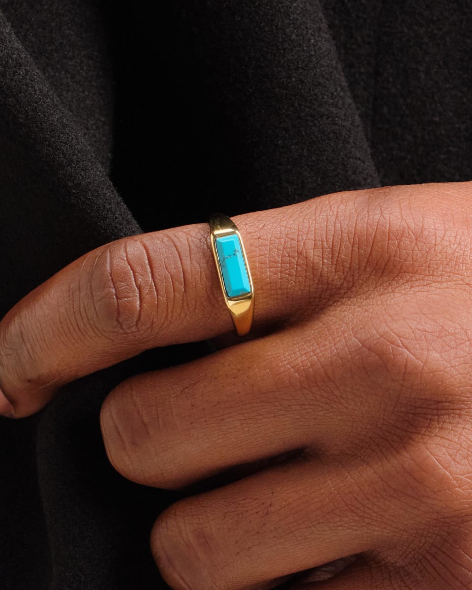 Beveled Turquoise Signet Ring