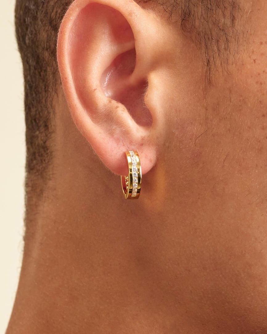 Studded Inset Hoop Earrings