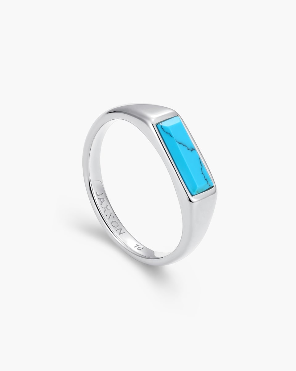 Beveled Turquoise Signet Ring
