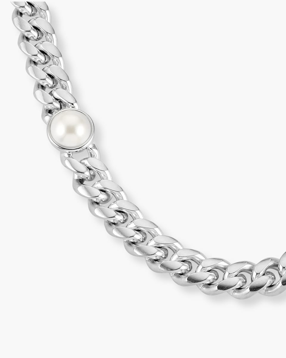Cuban Link Pearl Inset Chain