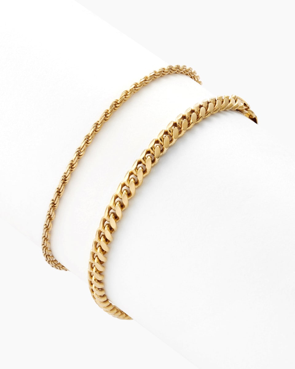 Cuban Link + Rope Bracelet Stack