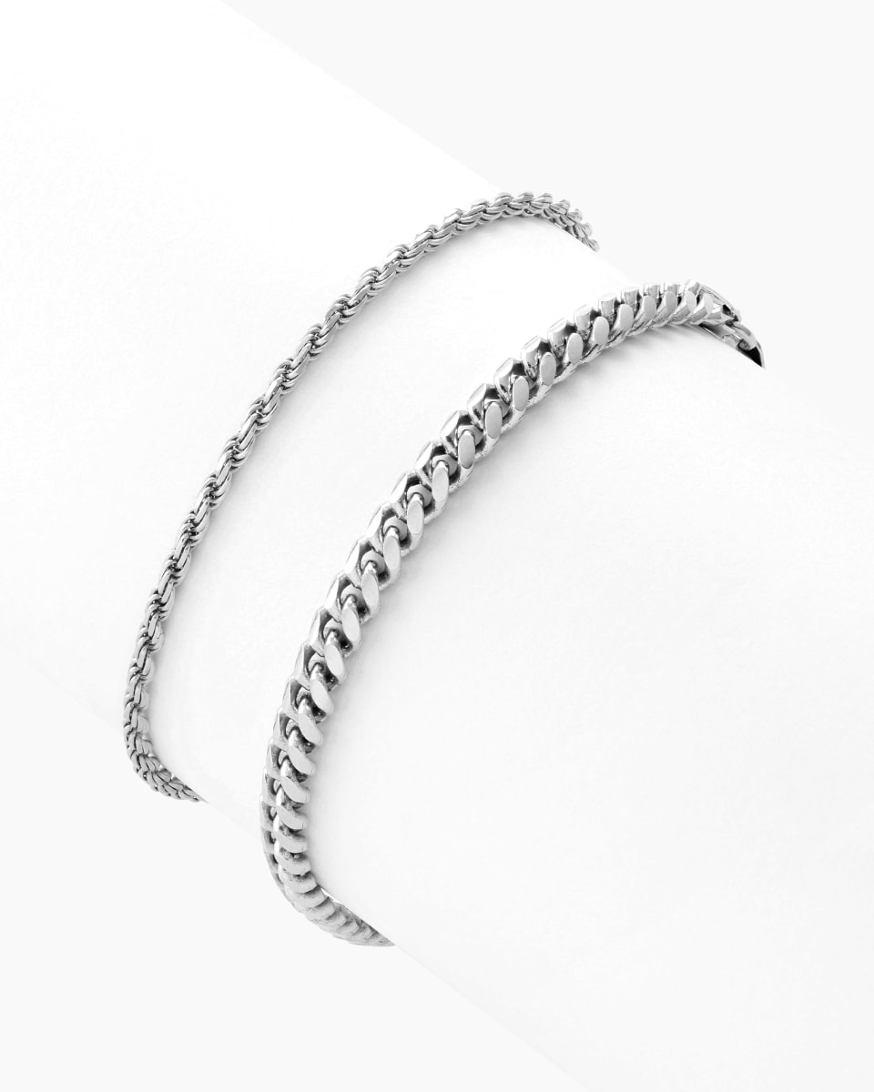 Cuban Link + Rope Bracelet Stack