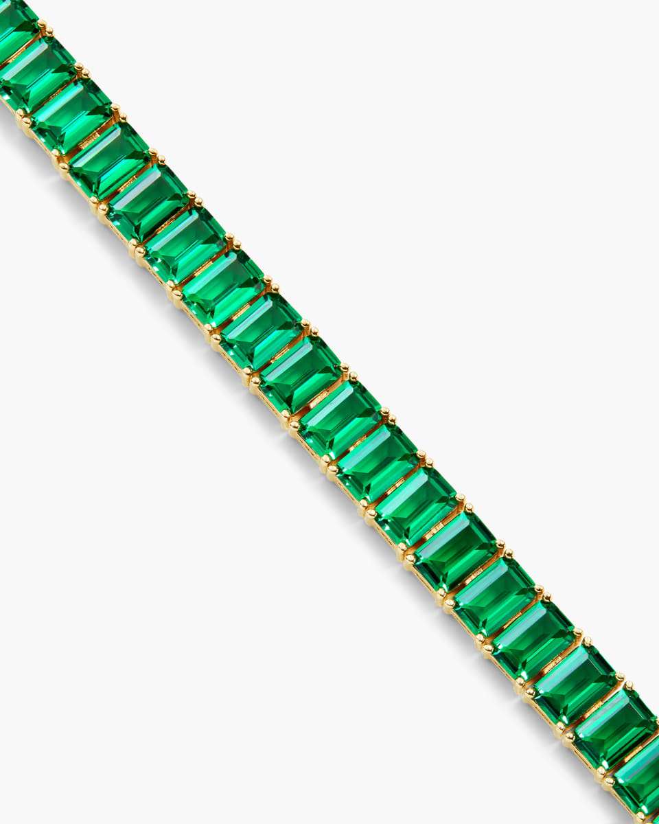 Green Emerald Cut Tennis Bracelet