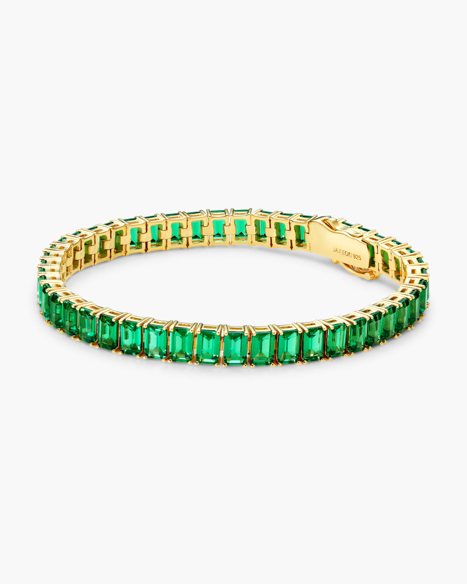 Green Emerald Cut Tennis Bracelet